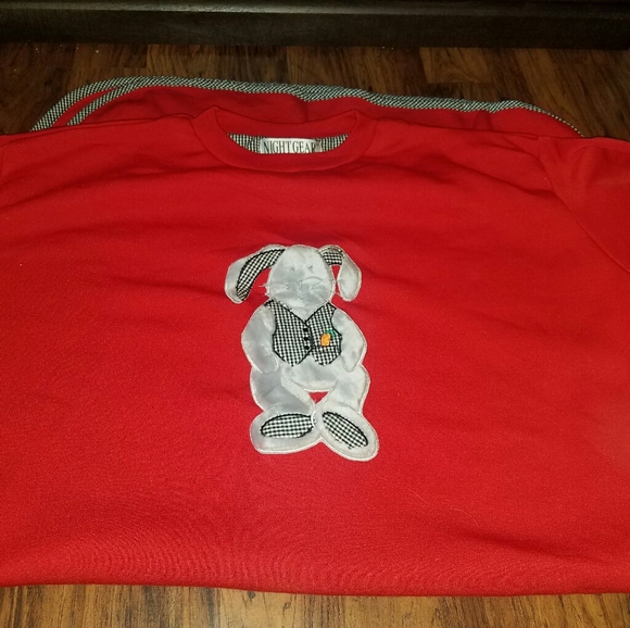 Rare Vintage Red Night Gear Loungewear Nightgown with Bunny Rabbit Size 2X - Picture 3 of 7
